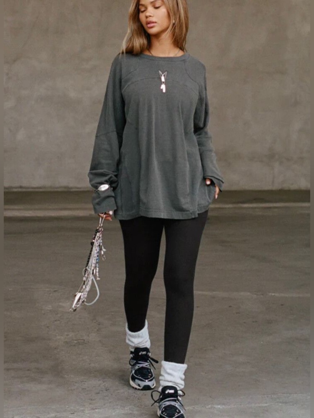 JOAH BROWN 🩶 Vintage Panel Long Sleeve Haze Cotton S/M Oversized 🪷 Pristine! - Picture 9 of 15